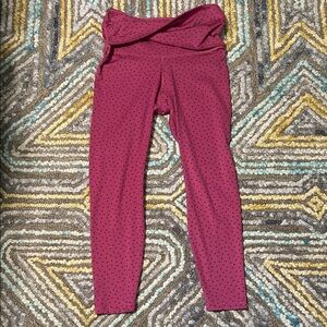 Nike Dri Fit Leggings - Maroon with Black Dots